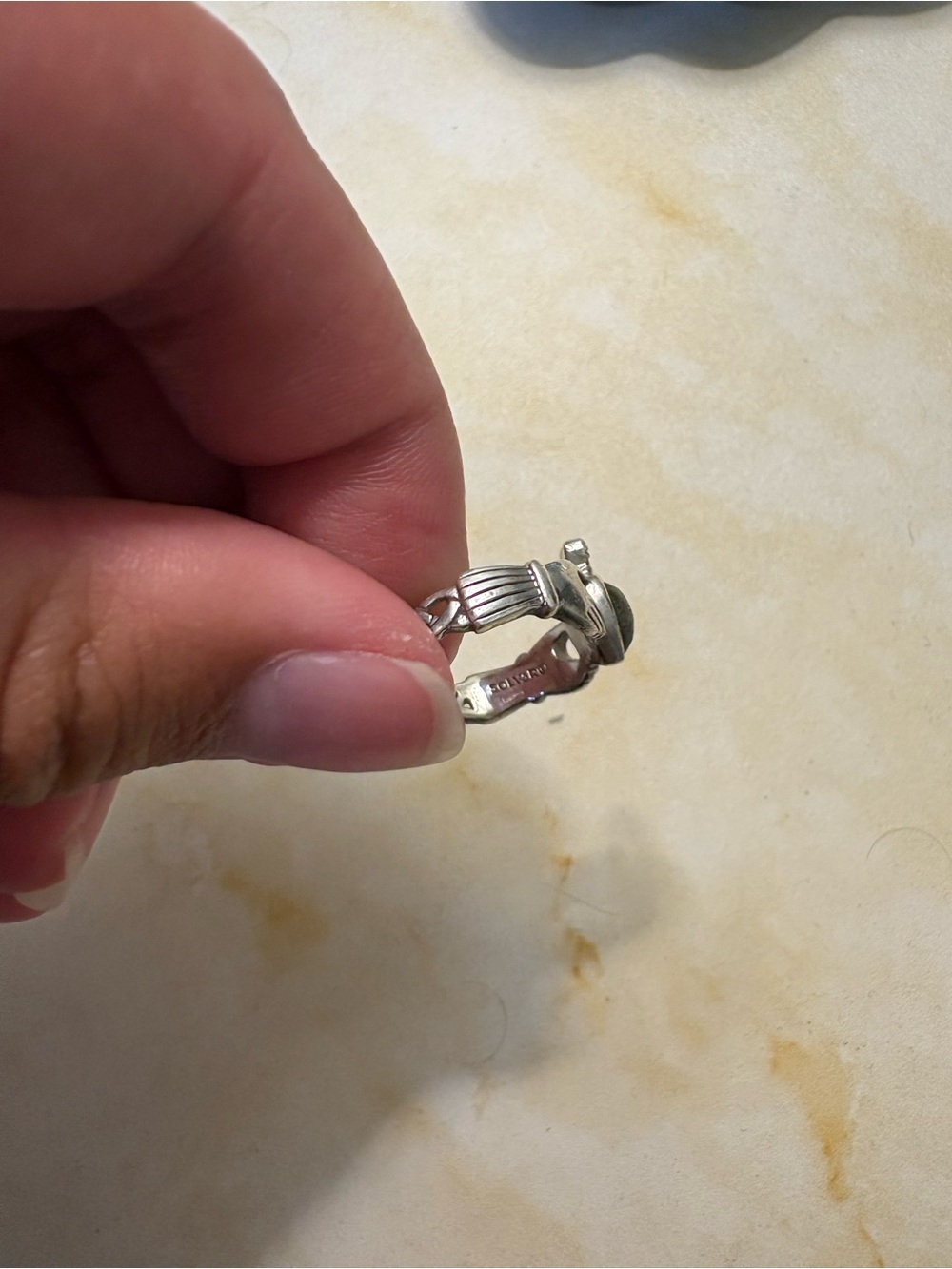 Solvar Connemara Marble Claddagh Weave Ring - Picture 4 of 5